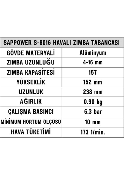 S-8016 Havalı Zımba Tabancası