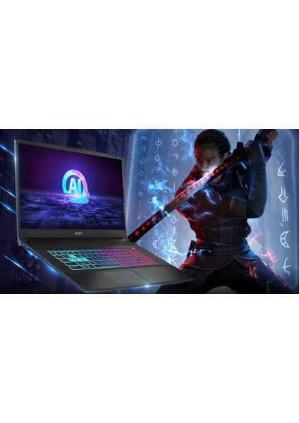 KATANA A17 AL / YAPAY ZEKA DESTEKLİ / 144HZ / 8 GB RTX4070 105W / AMD RYZEN 9 8945HS / 64 GB DDR5 5600 MHZ RAM / 2 TB 7500MB-6800MB PCIe M.2 SSD / 17.3 FHD IPS PANEL / WİN11 PRO