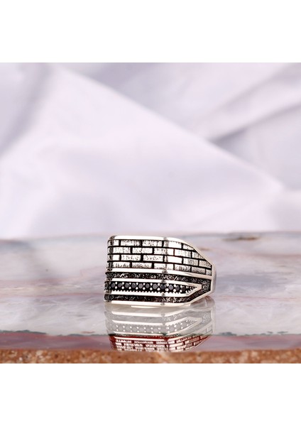925 Ayar Gümüş Mikro Taşlı Erkek Model Erkek Yüzük fiyatları