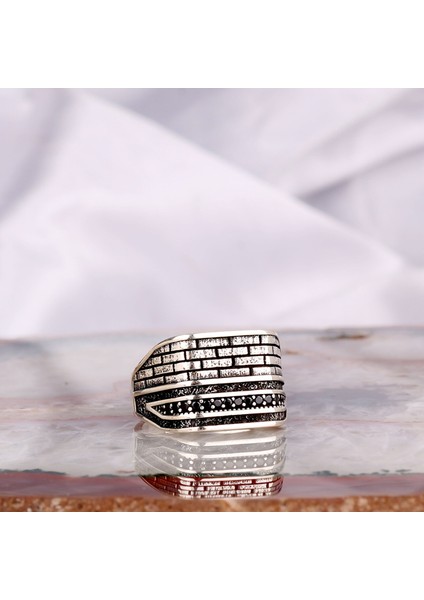925 Ayar Gümüş Mikro Taşlı Erkek Model Erkek Yüzük modelleri