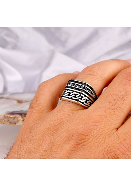 925 Ayar Gümüş Örgü Model Erkek Yüzük