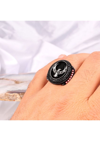 925 Ayar Gümüş Mikro Taşlı Anka Kuşu Model Yüzük