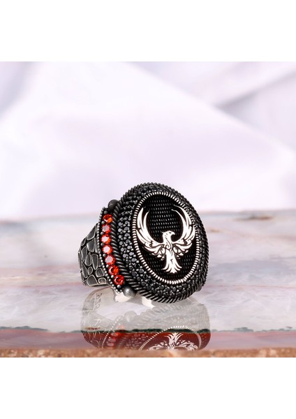925 Ayar Gümüş Mikro Taşlı Anka Kuşu Model Yüzük modelleri