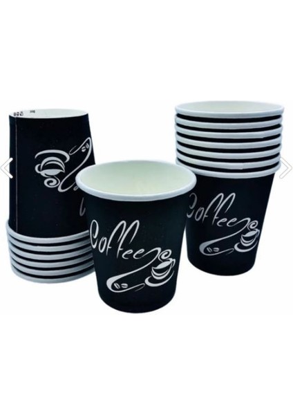 8 Oz Siyah Kapaklı Karton Bardak Kahve Çay Kağıt Bardak 250 ml - 50'li indirimleri
