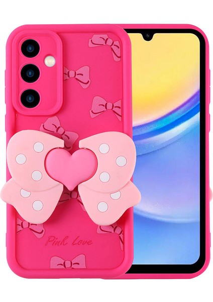 Samsung Galaxy A15 Kılıf Kamera Korumalı Figür Tasarımlı Zore Kapya Kapak-Pembe Koyu