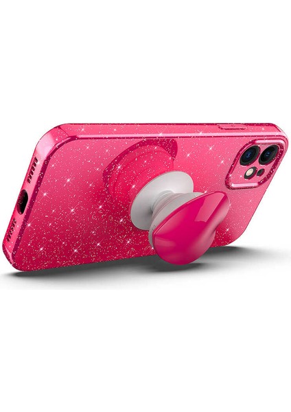 Apple iPhone 11 Kılıf Kamera Korumalı Simli Pop Soketli Lüks Zore Koton Soketli Kapak-Lila