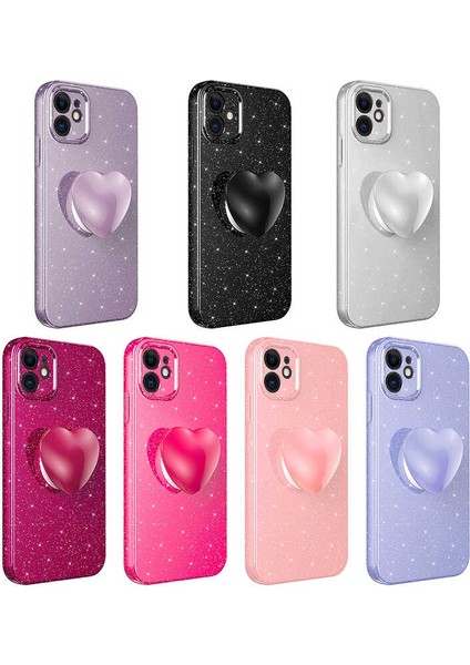 Apple iPhone 11 Kılıf Kamera Korumalı Simli Pop Soketli Lüks Zore Koton Soketli Kapak-Lila