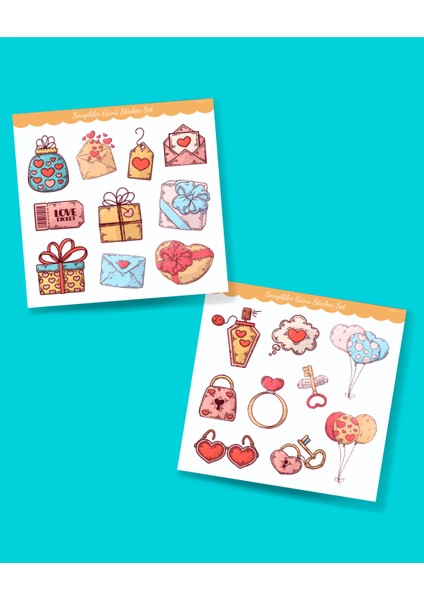 14 Şubar Sevgililer Günü Hediye Çıkartmaları Süsleme Etiketleri 2'li Set