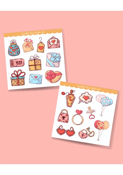 14 Şubar Sevgililer Günü Hediye Çıkartmaları Süsleme Etiketleri 2'li Set modelleri