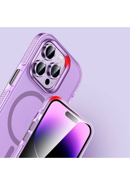 Apple iPhone 15 Pro Max Kılıf Airbagli Magsafe Wireless Şarj Özellikli Lens Koruyuculu Zore Klaptika Kapak-Gri