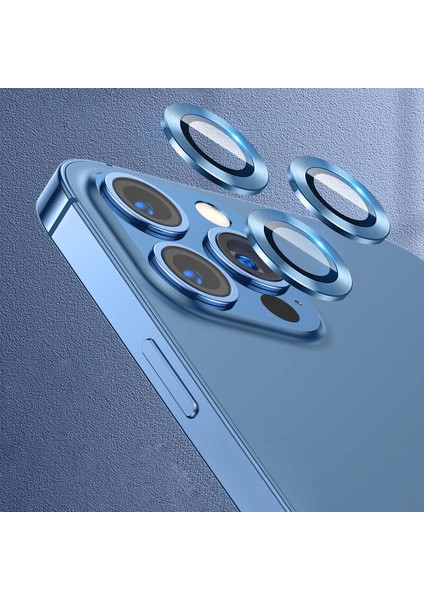 Apple iPhone 12 Pro Max Uyumlu Cl-07 Kamera Lens Koruyucu-Mavi