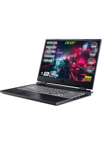 Nitro 5 AN515 Intel Core i7 12650H 8GB 1TB SSD RTX4060 Freedos 15.6'' IPS Taşınabilir Gaming Bilgisayar NH.QM0EY.00B