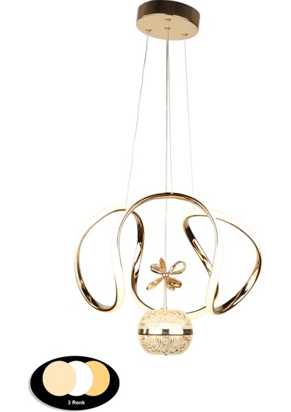 Fendi 40.lık Ledli Avize Gold Kaplama
