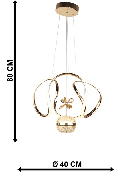 Fendi 40.lık Ledli Avize Gold Kaplama