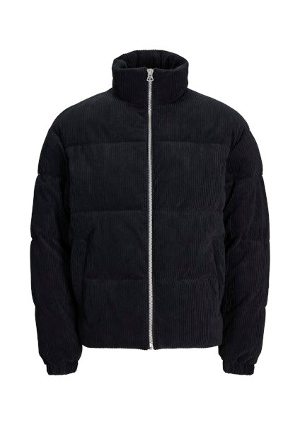 Jack Jones Erkek Rüzgar Geçirmez Siyah Kadife Puffer Mont 12260464S