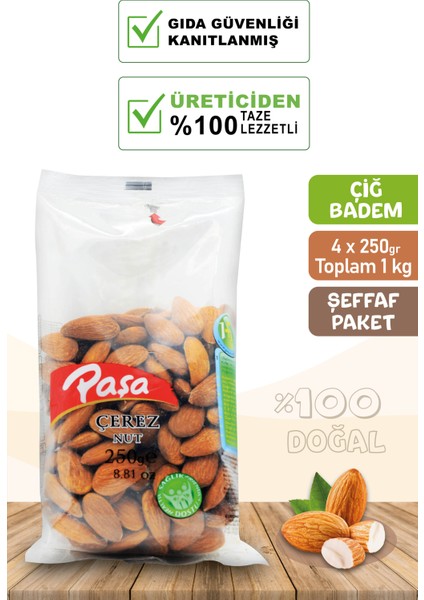 Çiğ Badem Içi Şeffaf Paket 250 gr x 4 Adet