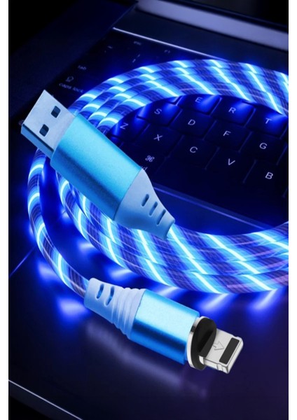 J22 Lightning IOS Akan Led Işıklı Şarj Kablosu -2mt fiyatları