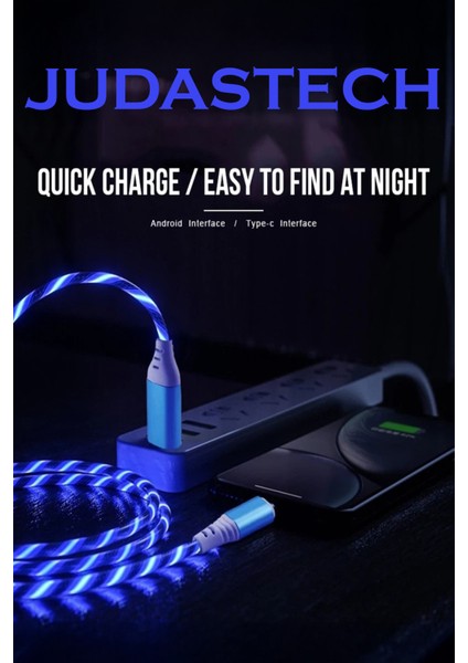 J22 Lightning IOS Akan Led Işıklı Şarj Kablosu -2mt indirimleri