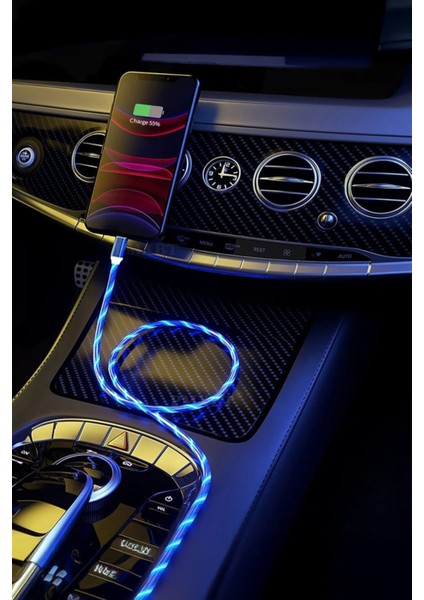 J22 Lightning IOS Akan Led Işıklı Şarj Kablosu -2mt