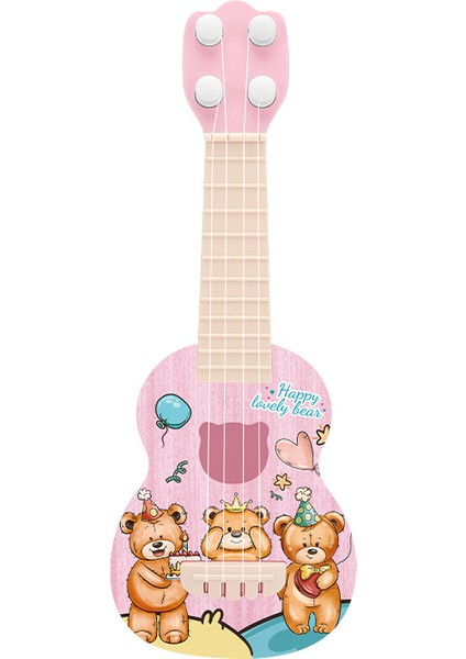 Ukulele Karikatür Dinozor Onun Oyuncak Müzik Aleti Oynuyor (Yurt Dışından)