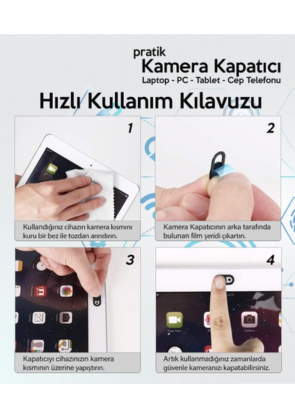 Pratik Web Kamera Kapatıcı - Ekstra Ince 0.7mm - Webcam Cover Gizliliğiniz Için Güvenli Kullanım