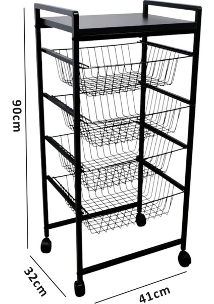 Metal 4 Katlı Patates Soğan Sepeti Sebzelik Düzenleyici Atlantik Çam Mrs-017 1-1-369