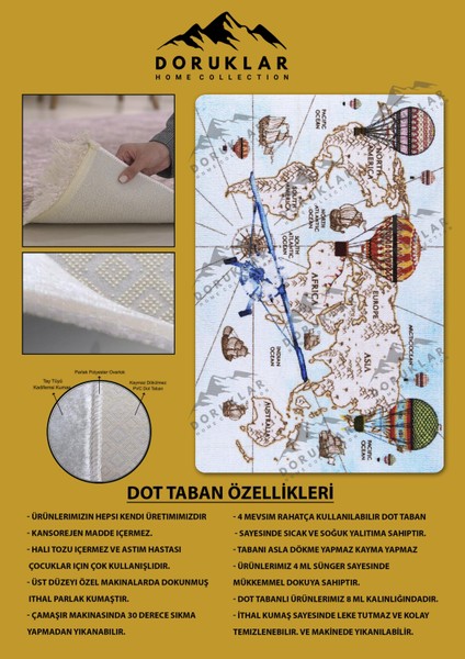 Kaymaz Taban Makinada Yıkanabilir Dijital Baskı Harita Kıtalar Desenli Çocuk Odası Halısı Dot Taban Halı fiyatları