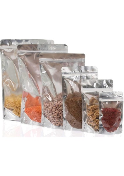 Pencereli Metalize Kilitli Kese Kağıdı - 100 Gramlık - 11X18X7 Cm. - 20 Adetlik 1 Paket