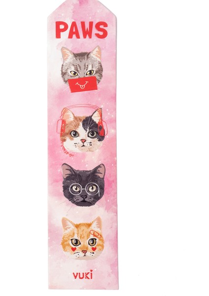 Kedi Desenli Kağıt Kitap Ayracı