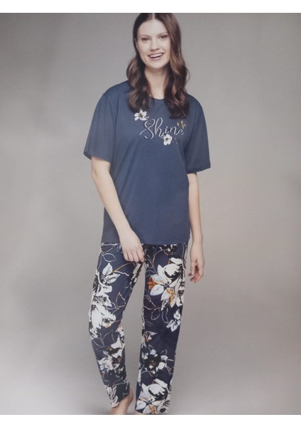 Büyük Beden Kısa Kollu Kadın Pijama Takımı 2434