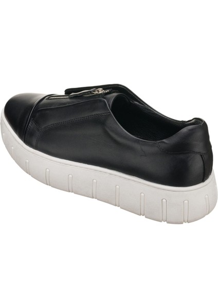 CK01 Siyah Deri Gündelik Spor Ayakkabı Rahat Geniş Kalıp