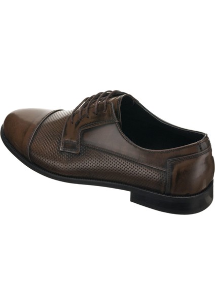 NV1088-8 Kahve Açma Deri Büyük Numara Erkek Ayakkabı Rahat Geniş Kalıp