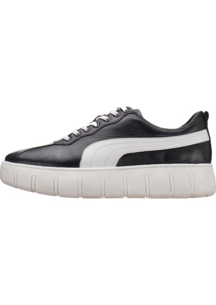 Kkpum Siyah Deri Büyük Numara Erkek Spor Ayakkabı Rahat Geniş Kalıp Saf Kauçuk Taban fiyatları