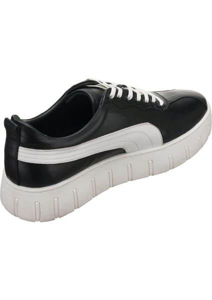 Kkpum Siyah Deri Büyük Numara Erkek Spor Ayakkabı Rahat Geniş Kalıp Saf Kauçuk Taban fırsatları
