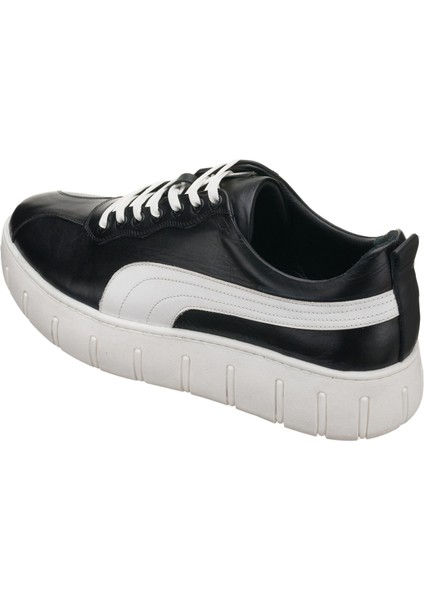 Kkpum Siyah Deri Büyük Numara Erkek Spor Ayakkabı Rahat Geniş Kalıp Saf Kauçuk Taban indirimleri