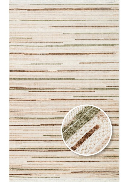 Joy 01 Green Brown Hav Toz Vermeyen Yumuşak Dokulu Modern Makine Halısı