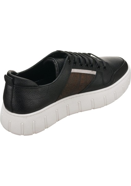 KKZ4103 Siyah Deri Gündelik Spor Ayakkabı Rahat Geniş Kalıp indirimleri