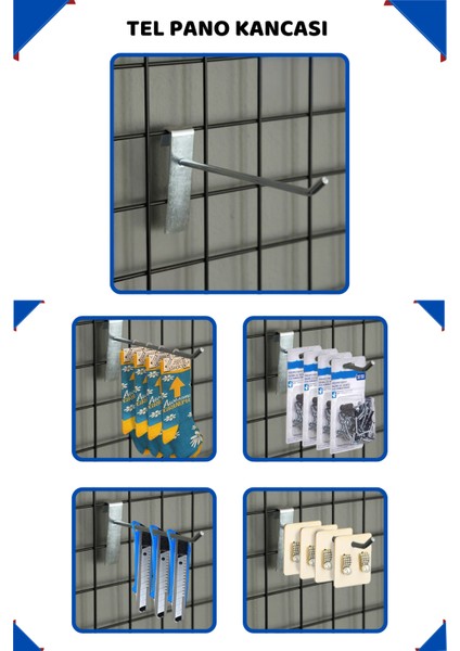 20 Adet 15 cm Galvaniz Tel Pano Raf Askısı Tel Pano Kancası