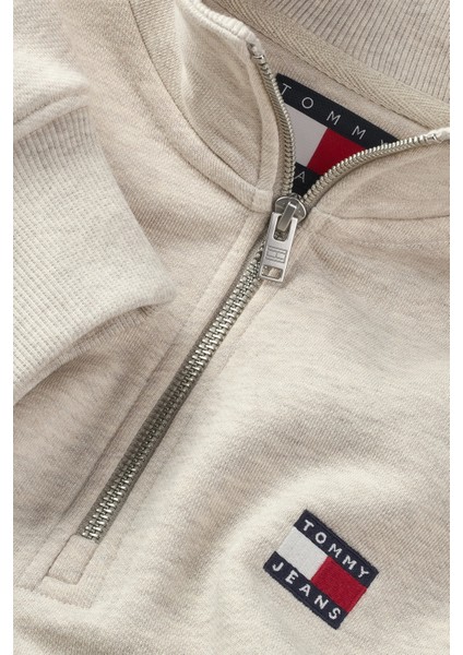 Erkek Beyaz Tjm Rlx Fermuarlı Sweatshırt
