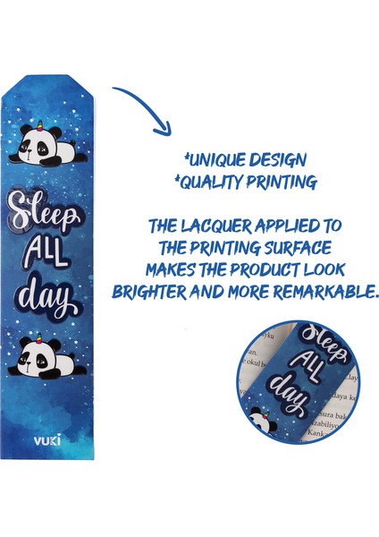 Panda Desenli Kağıt Kitap Ayracı
