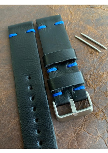 El Dikişi Parlak Siyah Gerçek Deri Saat Kordonu. Hakiki Deri. 18,20,22,24,26MM. Sipariş Üzerine Üretilir. modelleri