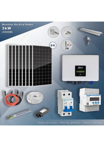 3kw Monofaz On-Grid Paket Sistem