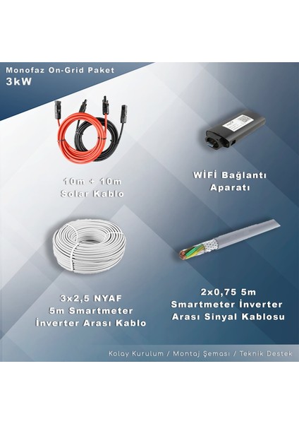 3kw Monofaz On-Grid Paket Sistem