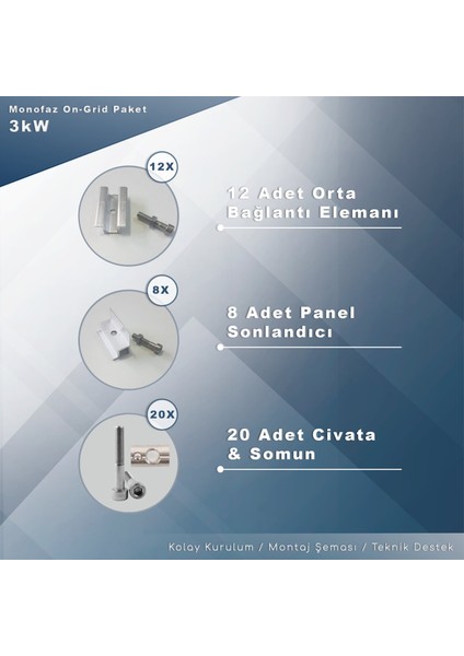 3kw Monofaz On-Grid Paket Sistem