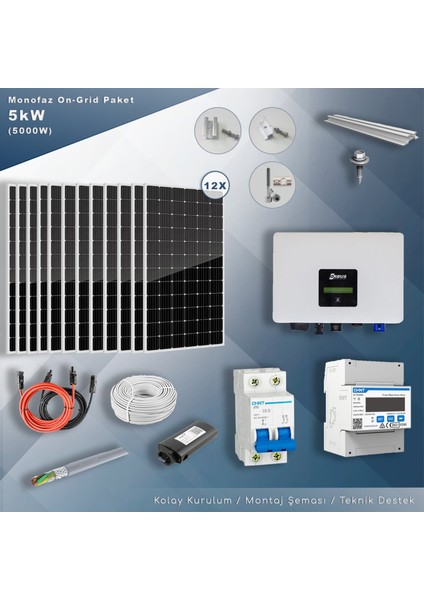 5kw Monofaz On-Grid Paket Sistem