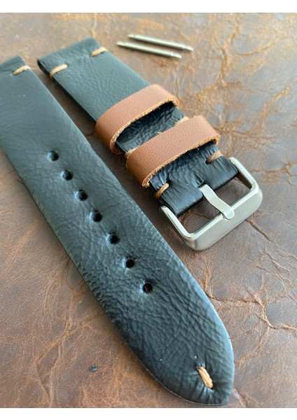 El Dikişi Parlak Siyah Gerçek Deri Saat Kordonu. Hakiki Deri. 18,20,22,24,26MM. Sipariş Üzerine Üretilir. modelleri