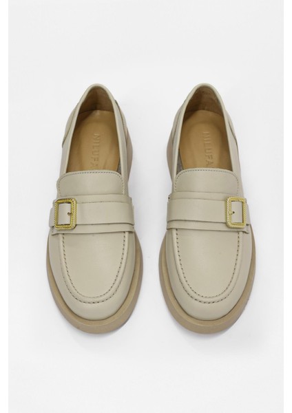Neva Bej Deri Altın Tokalı Kadın Loafer fiyatları