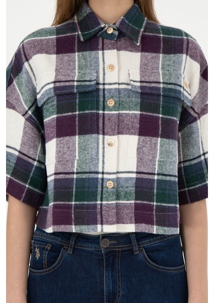 Kadın Menekşe Gömlek Desenli 50289839-VR037