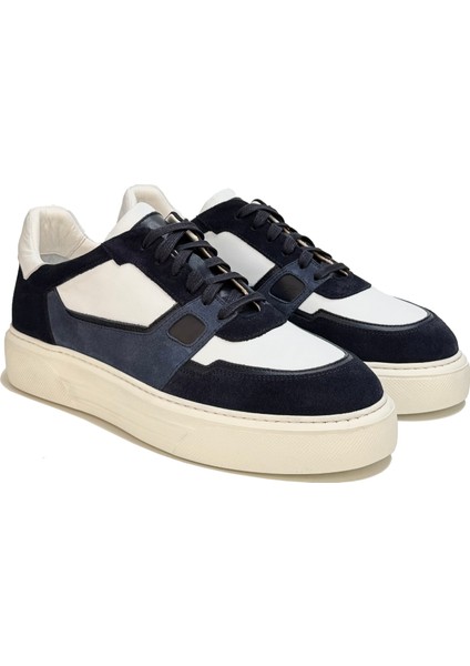 Bağcıklı Lacivert Suet Sneaker Ayakkabı