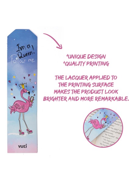 Flamingo Desenli Kağıt Kitap Ayracı